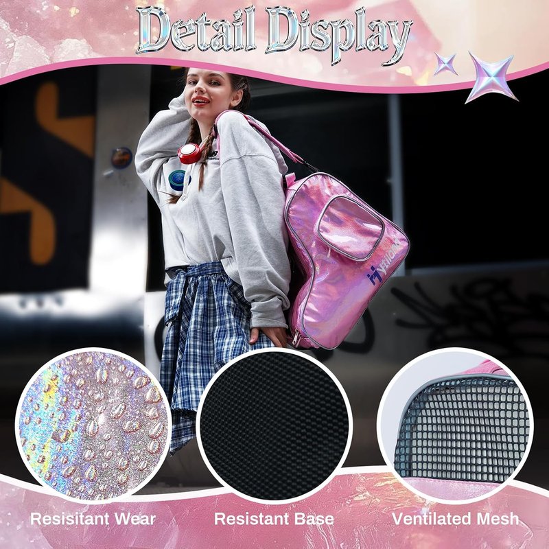 Roller Skate Bag - Stylish Holographic Design | Spacious, Waterproof & Breathable for Inline & Ice Skates