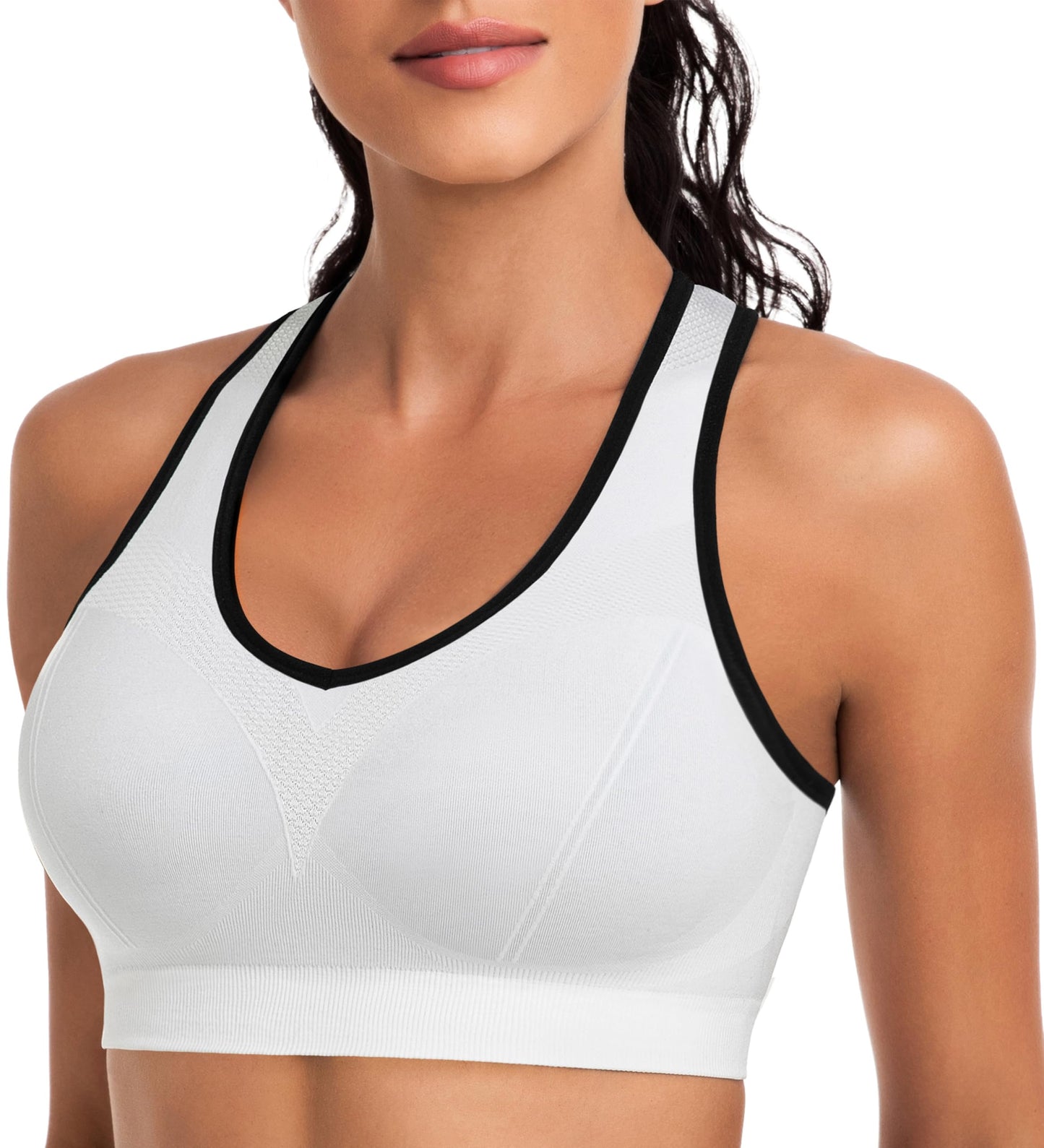 Racerback Sports Bras for Women with Pads - High Impact Athletic Tank Tops for Yoga and Workout Brassieres Bra