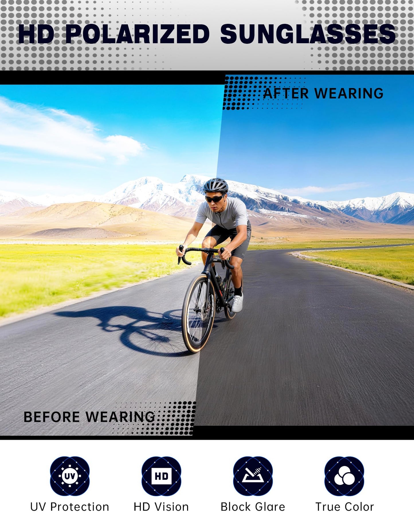 KALIYADI 4 Pack Polarized Sunglasses-Men Sports Sun-glasses: Mens Sunglasses UV Protection for Fishing Driving Cycling