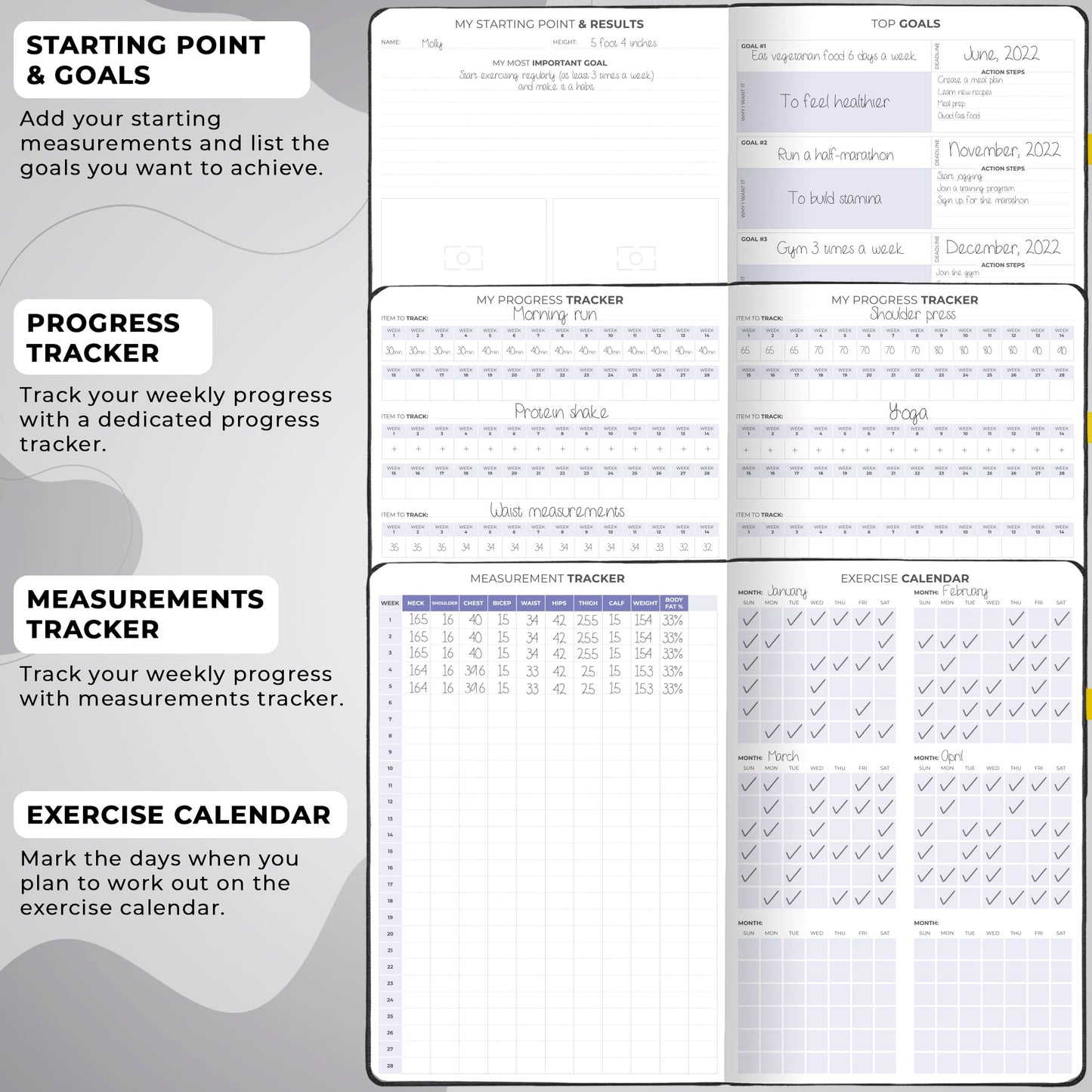 Clever Fox Fitness & Food Journal PRO – Daily Workout & Meal Planner for Women & Men – Exercise & Weight Loss Diary Notebook, 7.3x10.4” (Forest Green)