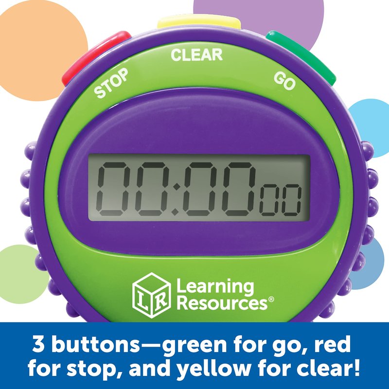 Learning Resources Simple 3 Button Stopwatch, Supports Science Investigations, Timed Math Exercises, Elapsed Time Tracking, Ages 5+