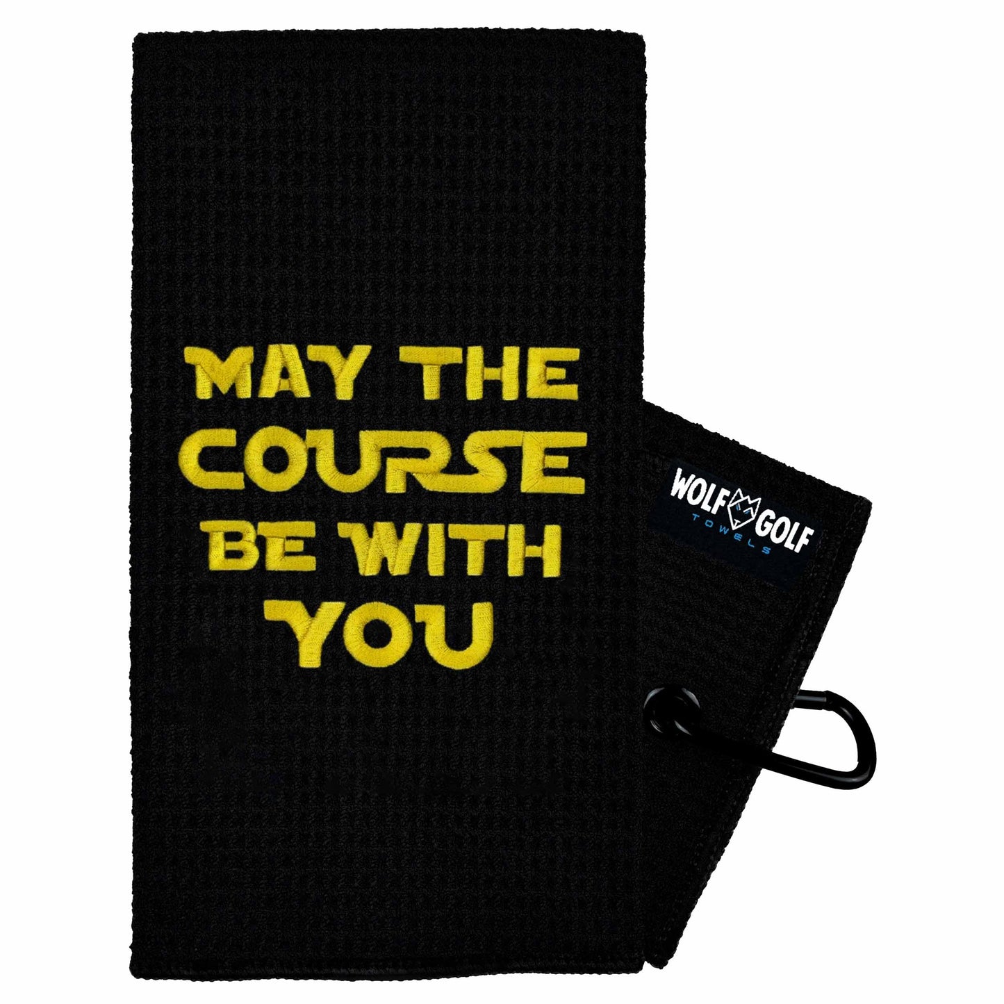 Wolf Golf Towels May The Course Be with You Golf Towel | Embroidered in USA | Golf Accessories for Men or Women