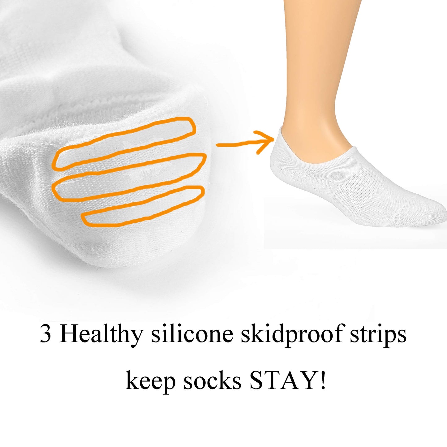 Mottee&Zconia No Show Low Cut Socks for Mens/Womens Casual Sports No See invisible Non-Slide White Socks 6 Pack Size8-11