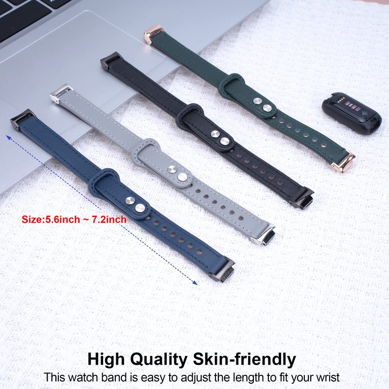 LAREDTREE Leather Bands Compatible with Fitbit Inspire 3 Wristbands for Women Men, Waterproof Strap Genuine Leather Replacement Wristband for Inspire 3 Smartwatch (Black)