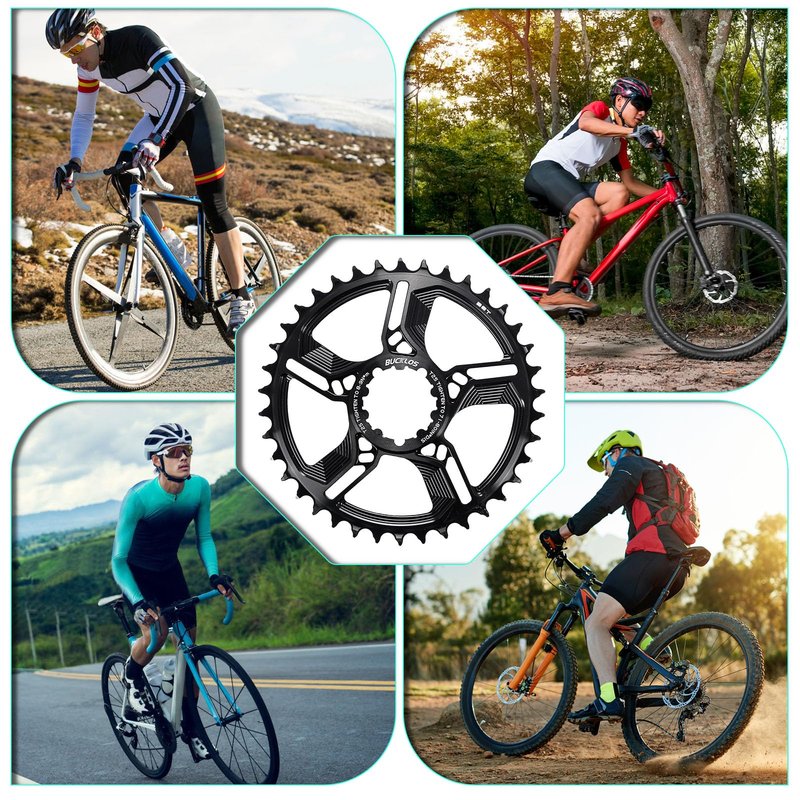 BUCKLOS Mountain Bike Chainring 32T 34T 36T 38T Single Speed 3-Bolt 7075 CNC Aluminium MTB Narrow Wide Ultralight Chainring for SRAM GX NX SX X3 X4 X7 X01 XX1