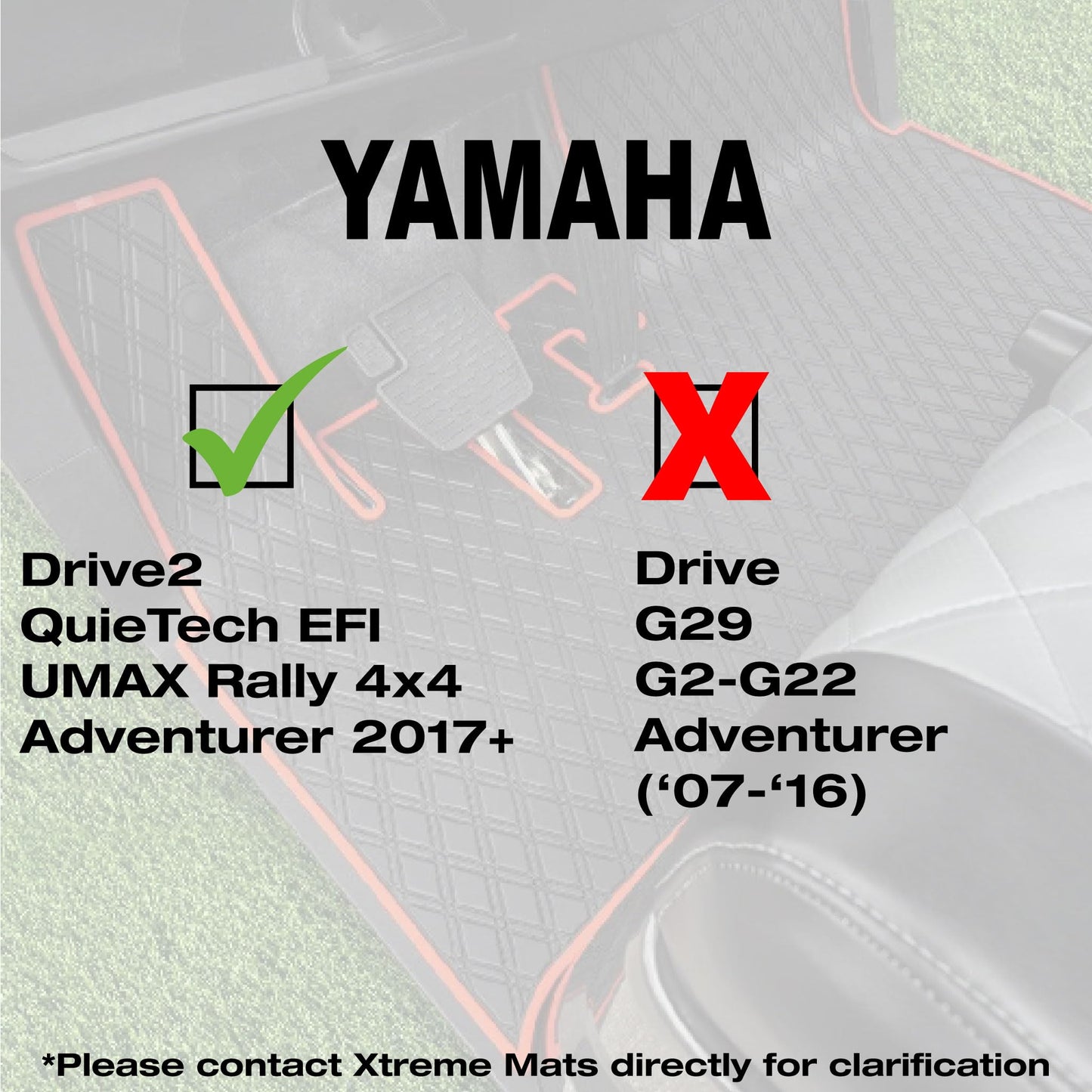 Xtreme Golf Cart Mats Dash Mats and Cubby Inserts Compatible with Yamaha Drive2 Golf Cart Models | Double Diamond Rubber Protection Liners for 2017+ DR2 Factory Dashes - Blue Trim