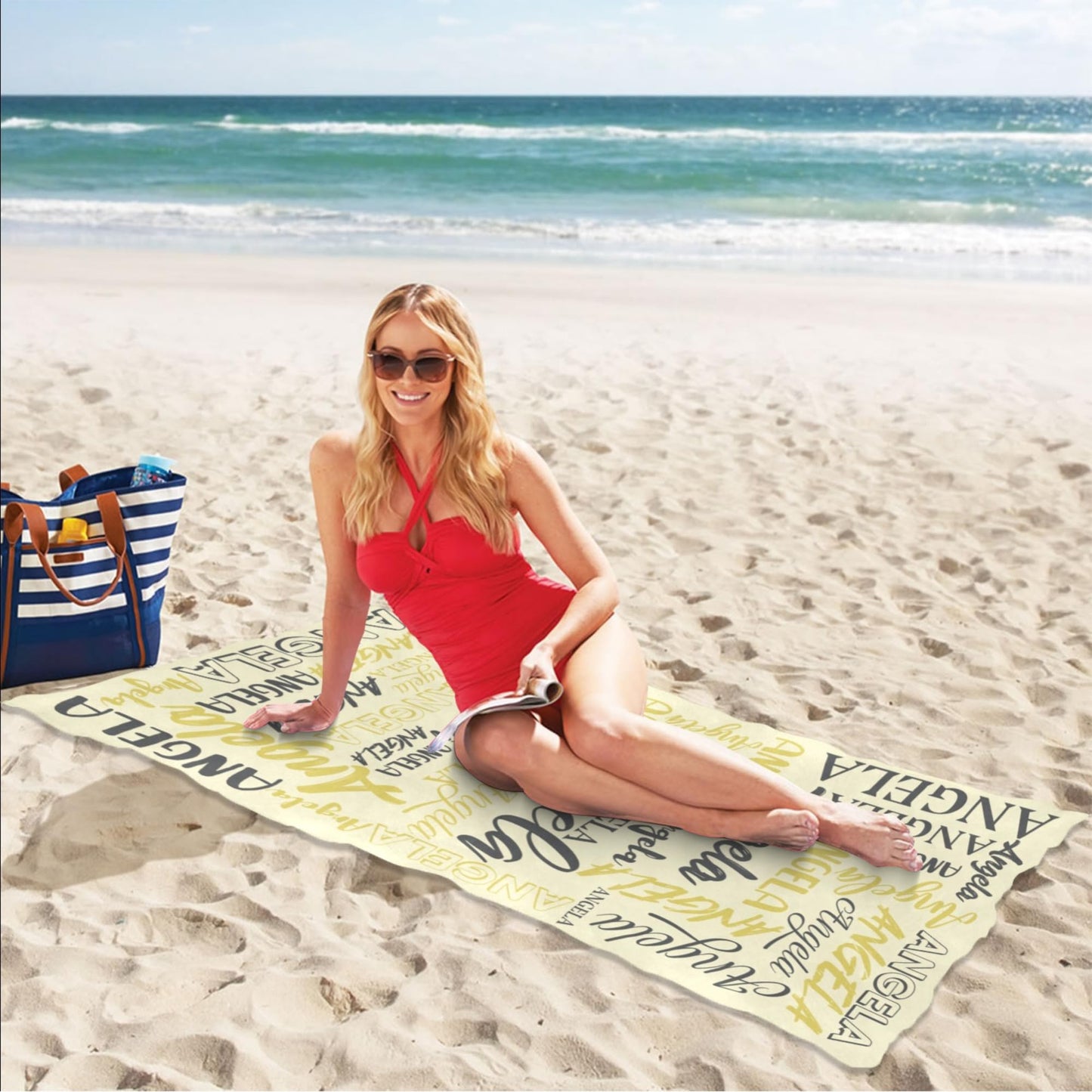 Esmtuaij Personalized Beach Towels for Kids and Adults, Custom Beach Towels with Name, Custom Quick-Drying Travel & Pool & Beach Towels,Customized Gifts for Women & Men & Children