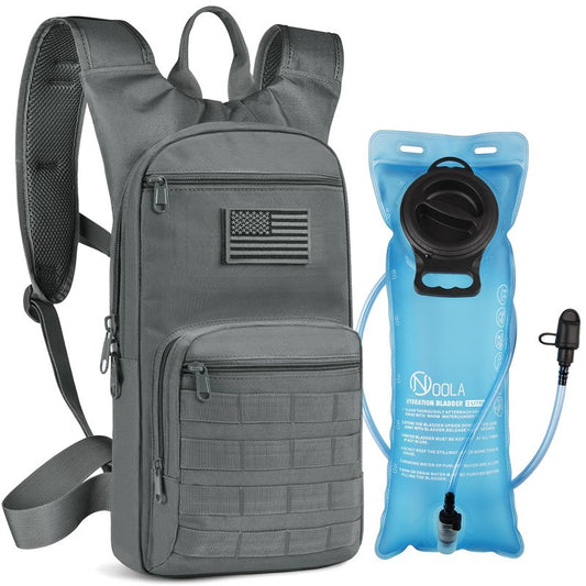 NOOLA 3L Hydration Backpack, Water Backpack with TPU Water Bladder, Tactical Hydration Pack for Men Women, Molle Water Backpack for Hiking, Biking, and Hunting, Grey