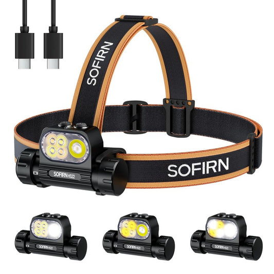 Sofirn HS22 Rechargeable Headlamp 2500 Lumens, Stepless Tint Mixing (2700K Warm to 6500K Cool), Dual Beam LED Headlight with Floodlight Spotlight, IP66 Waterproof for Camping, Hiking& Hard Hat Work
