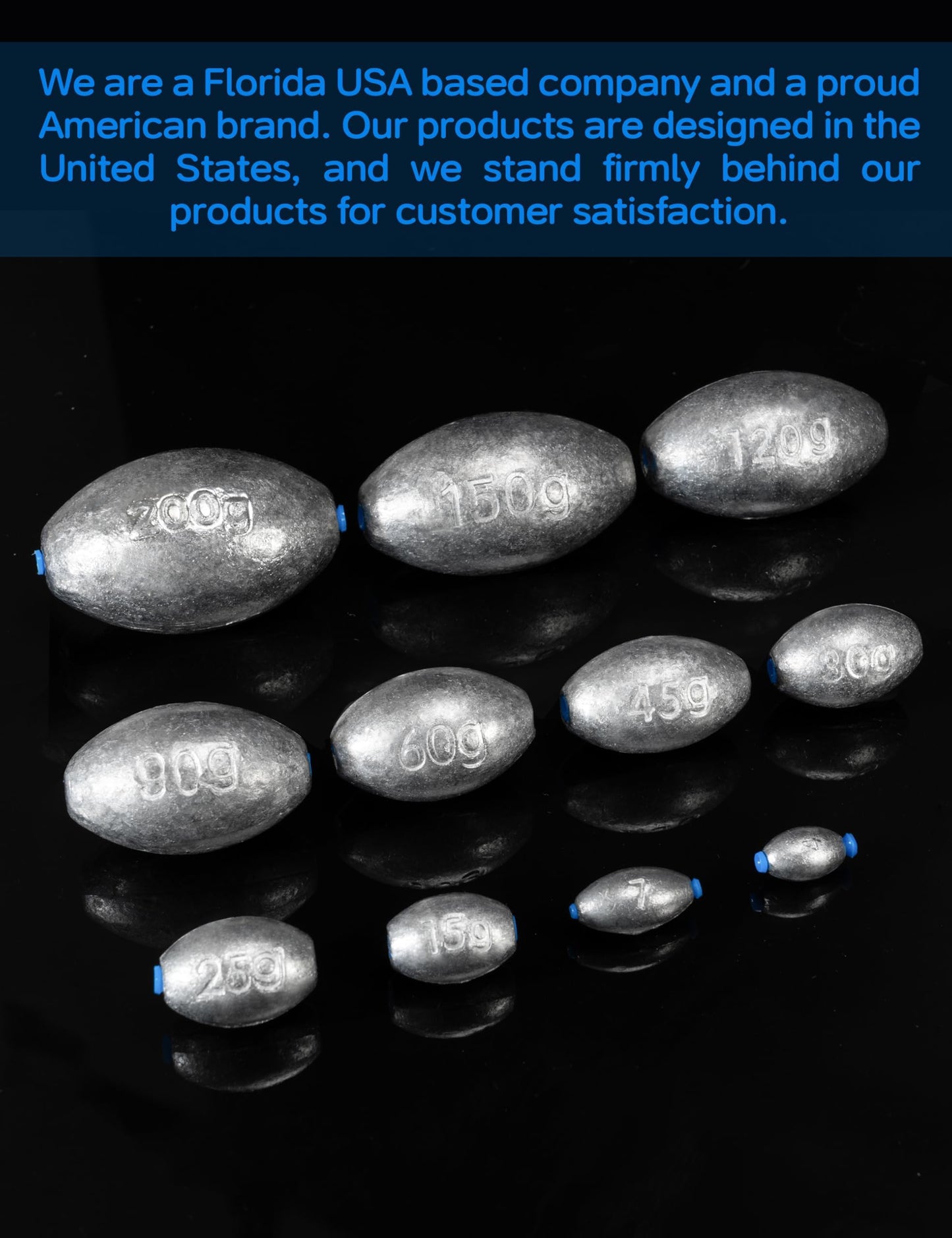 BLUEWING Egg Sinkers Fishing Weights Oval Shaped Fishing Sinkers Lead Fishing Sinker for Saltwater Fishing，1/2 oz, 15pcs