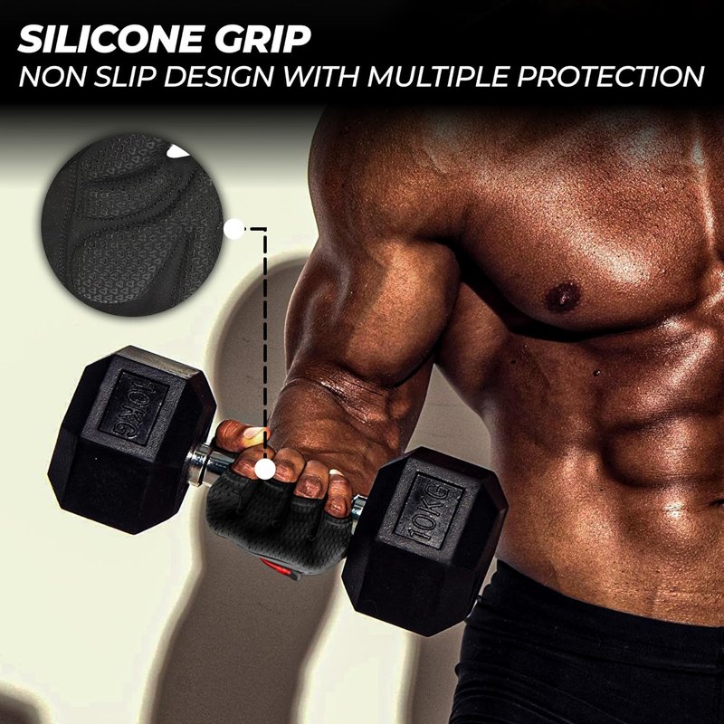 FIGHTSENSE Workout Gloves - Non-Slip Silicon Padded Palm, Breathable Weightlifting & Gym Gloves for Men & Women | Lightweight Design