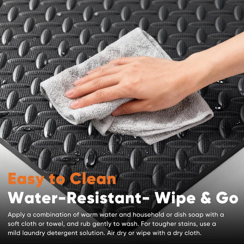 Sweetcrispy Interlocking Rubber Floor Tiles, 1/2 Inch Thick Non-Slip Gym Flooring Mats for Home Gym, Garage & Workout Space, 6 Pcs