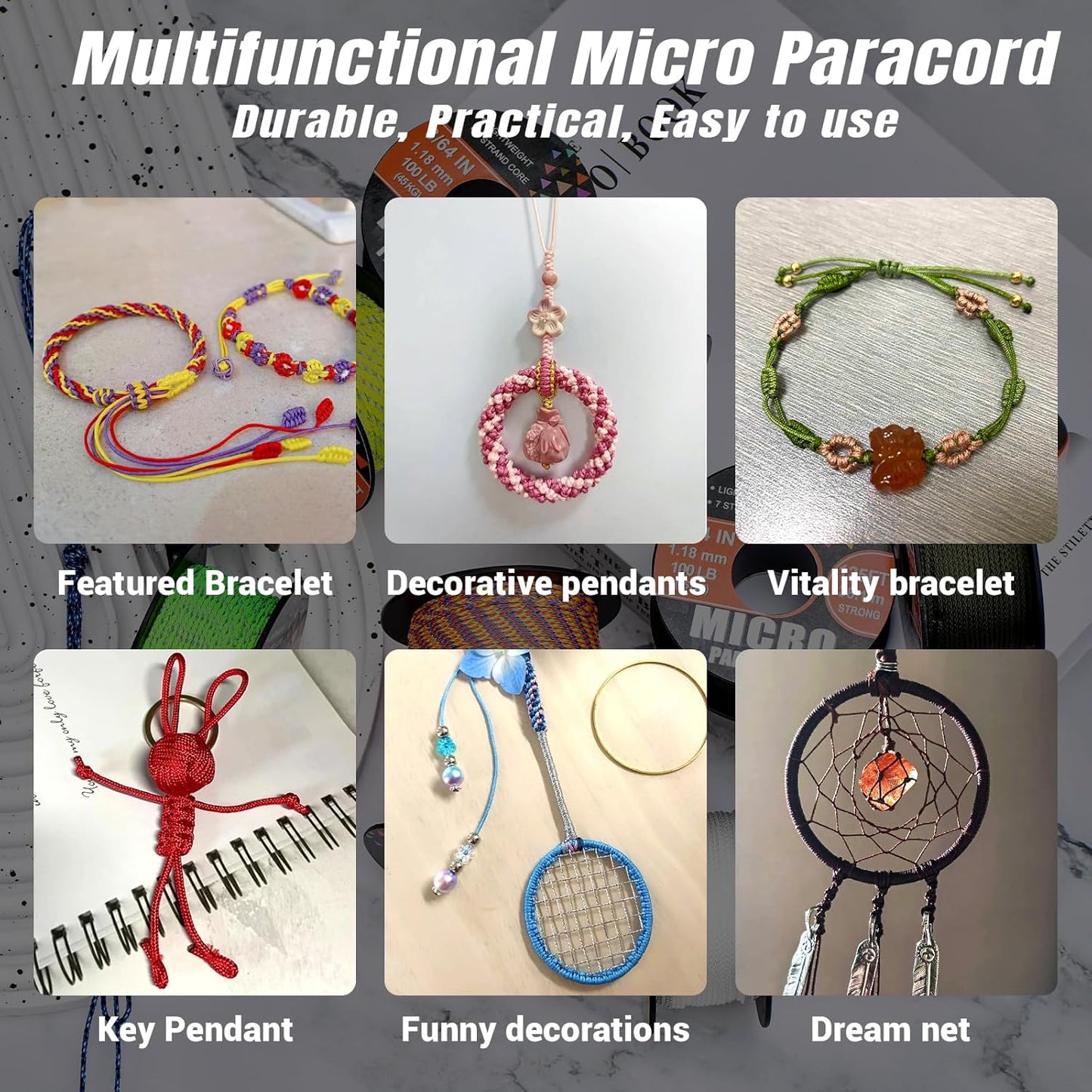 Micro Paracord 1.18mm - 125ft Lightweight Survival Cord for Bracelets, DIY Crafts | Red