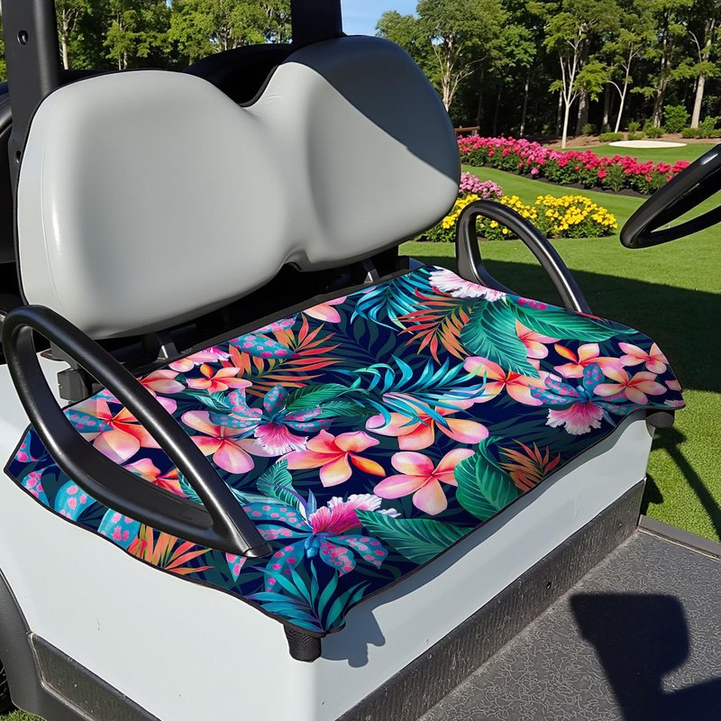 Golf Cart Seat Covers,Pink Floral Print Golf Cart Seat Towel Blanket, 100% Microfiber, Soft and Comfortable,Universal Club Car, and More 2-Seat Golf Carts, Stylish Golf Cart Accessory, 50''x31''