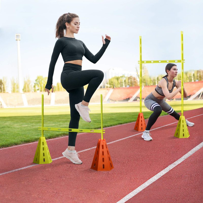 YES4ALL Agility Cones Hurdle Set 4 Green Cones + 4 Orange Cones + 12 Green Bars