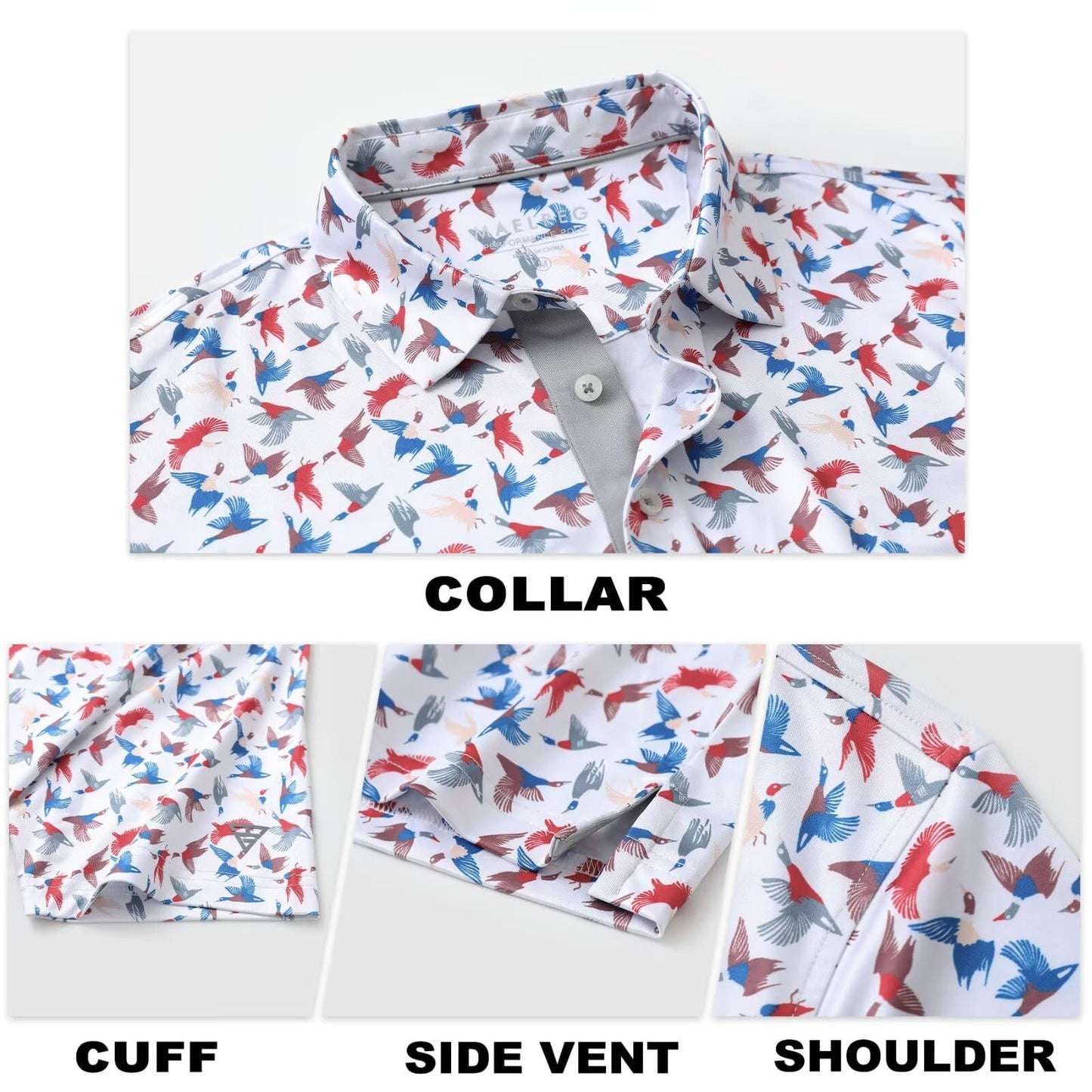 M MAELREG Golf Shirts for Men Dry Fit Print Patterns Performance Moisture Wicking Mens Polo Shirts Short Sleeve