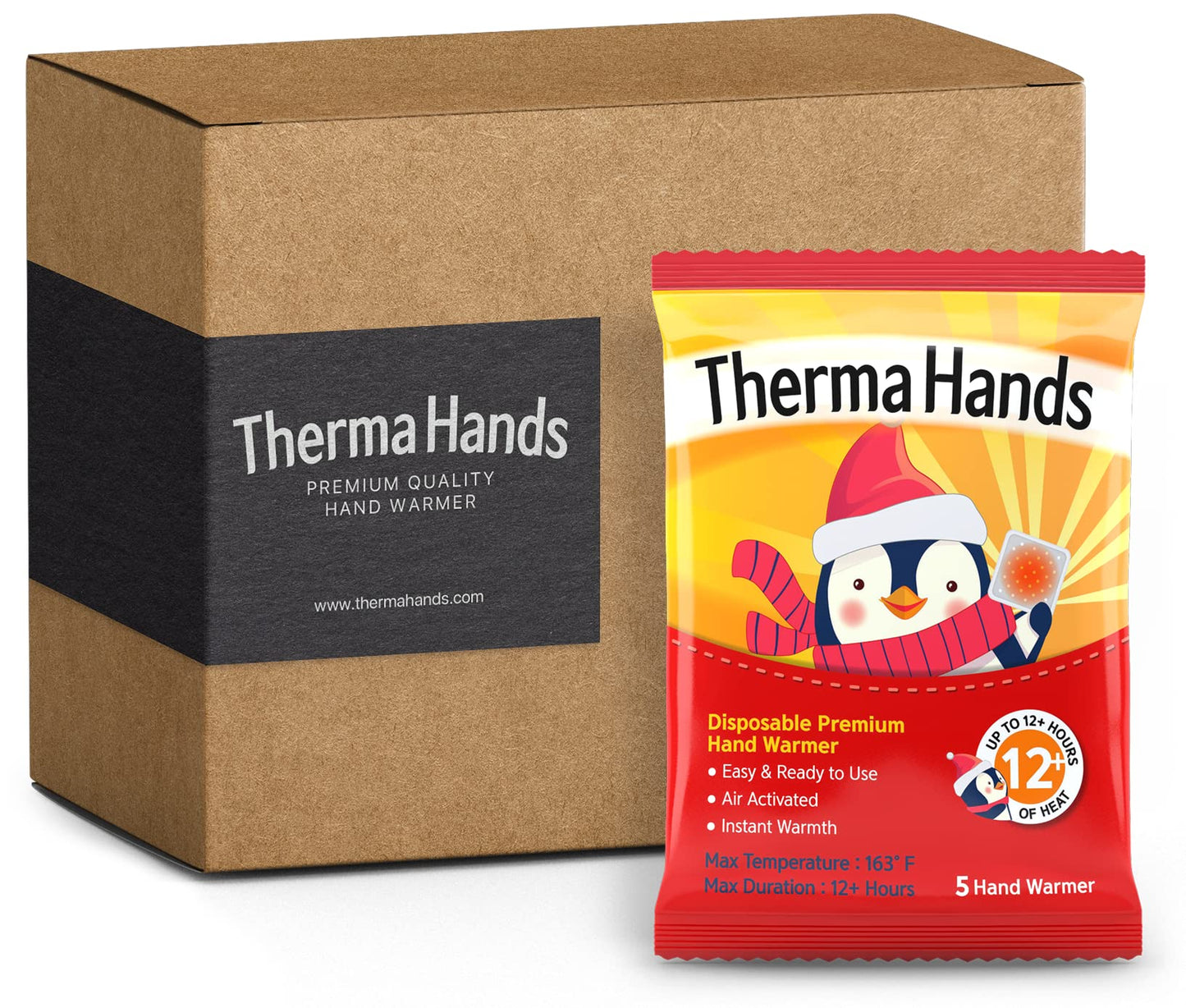 Hand Warmers (20 Packs) - Premium (Size: 3.5 inch x 4 inch, Duration: 12+ Hours, Max Temp: 163 F) Air-Activated, Convenient, Safe, Single Use, Natural, Odorless, & Long Lasting Hand Warmers Disposable