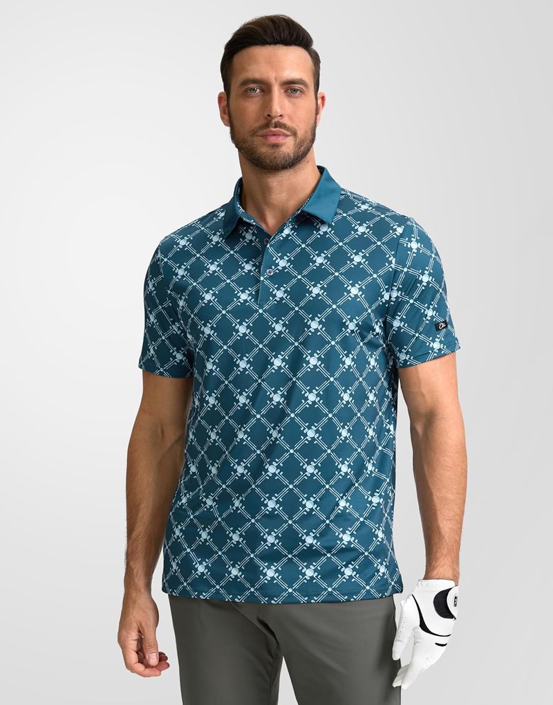 Men's Golf Polo Shirt - Short Sleeve Dry Fit Performance | Moisture-Wicking Casual Print