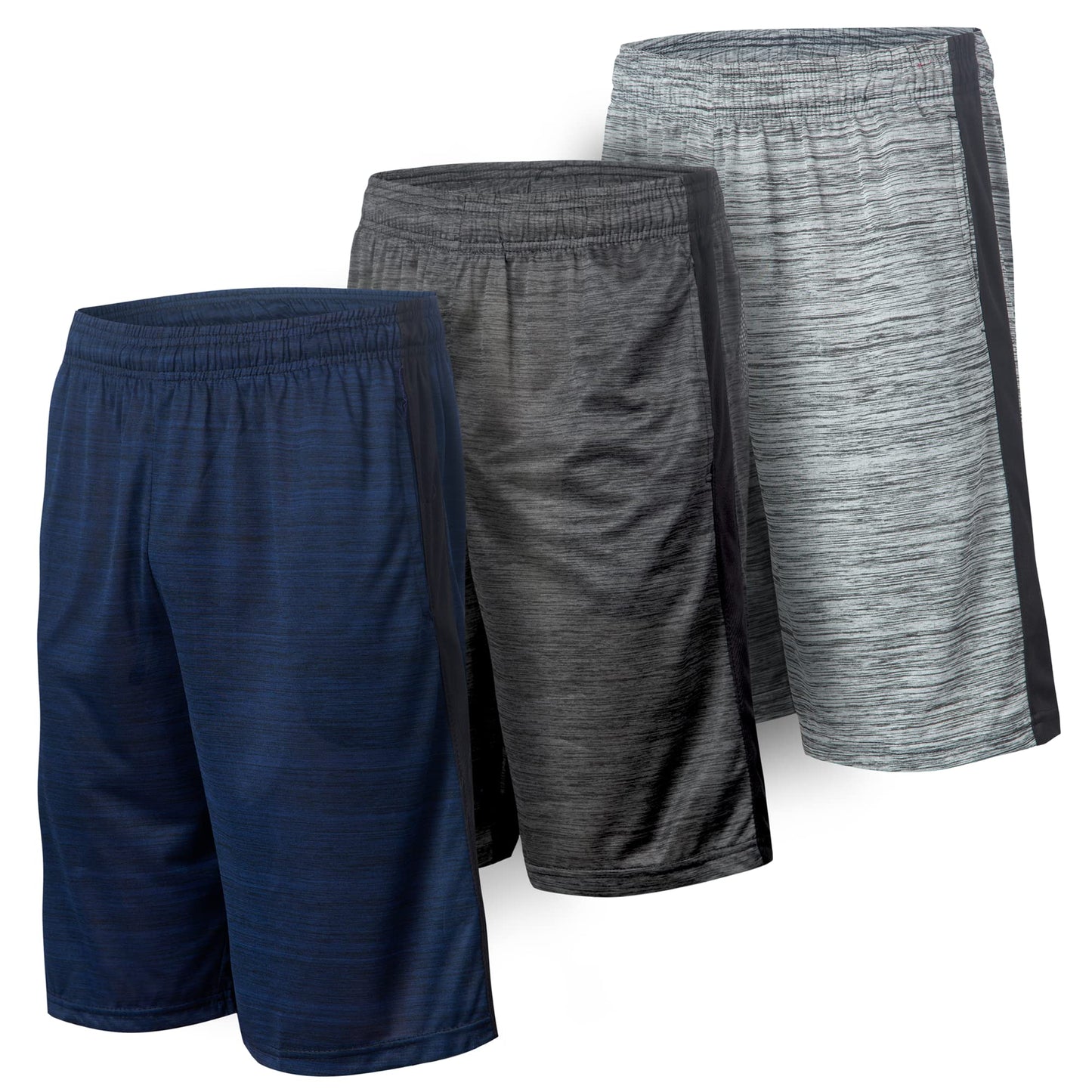 Essential Elements Athletic Shorts for Men - Men's Basketball Shorts - Sports Shorts for Workout, Gym, Running (3 Pack/Set A, Large)