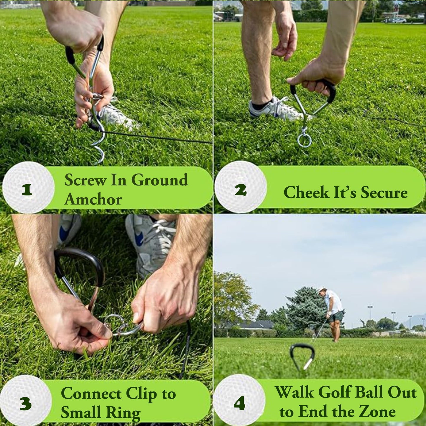 LEILINLIFE Outdoor 50 Feet Metal Golf Swing Grass Golf Swing Aid Kit Drivers Swing Away Golf Training Tool Irons for Backyards