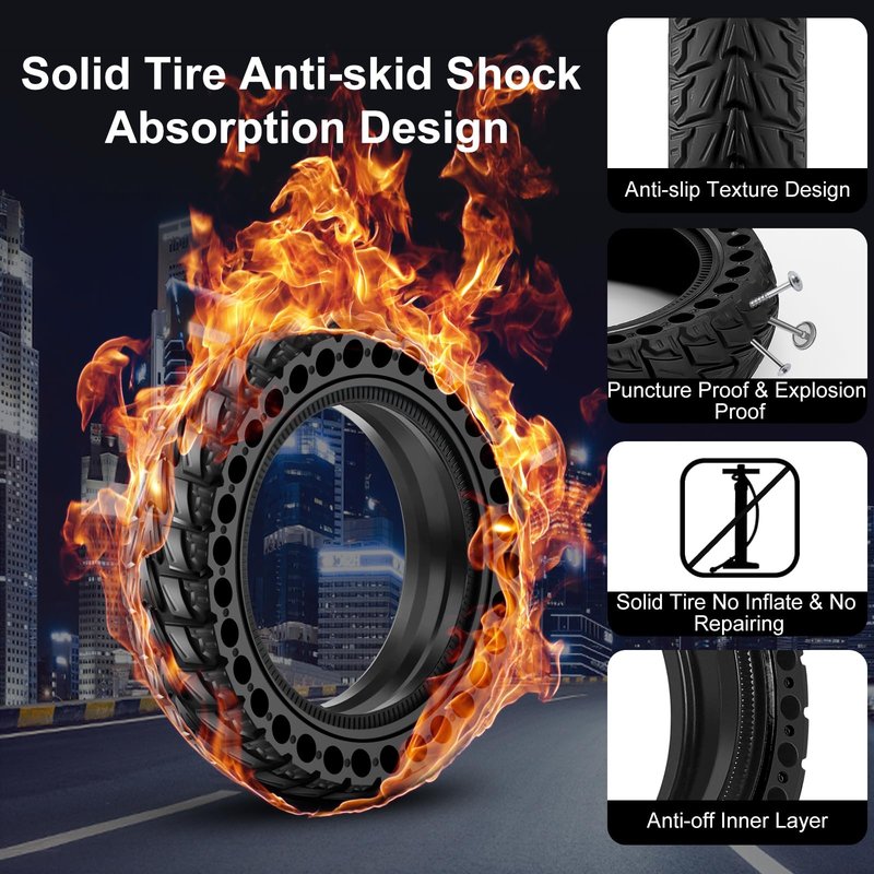 BANGTING 2PCS Upgrade 50/75-6.1 Electric Scooter Solid Tires, 8.5x2.0 Tires Tubeless for Gotrax GXL V2/XR/APEX, 8 1/2 x2 Tire Replacement for Hiboy S2, Xiaomi 3 Lite/3/Pro 2/1s/M365 (Black (No tools))