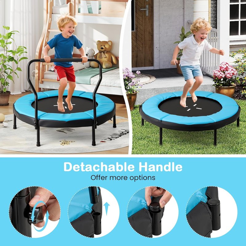 GYMAX Mini Fitness Trampoline - 40" Rebounder with Detachable Handle & Safety Foam Pad | Indoor/Outdoor Exercise for Kids & Adults
