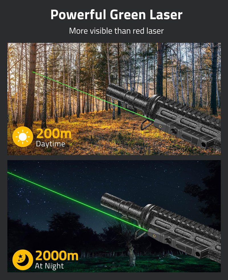CVLIFE Laser Sight for Rifle, Red/IR/Green Laser Sight Compatible with M-Lok Rail Surface, Ultra Low-Profile Laser for Guns, Rechargeable M-Lok Laser with Strobe Function