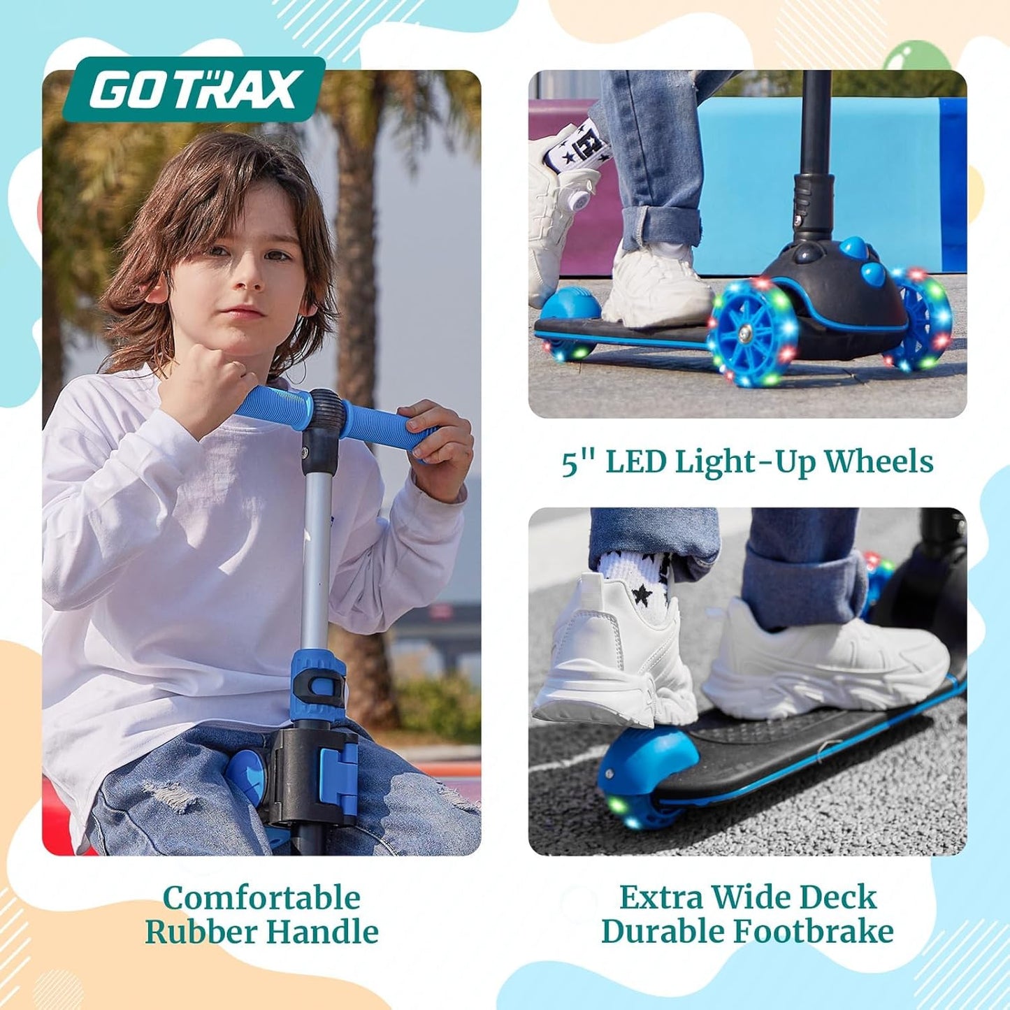 Gotrax KS3 Pro Folding Kick Scooter for Kids - Removable Seat, Light-Up Wheels & Adjustable Handlebar | Ages 2-8