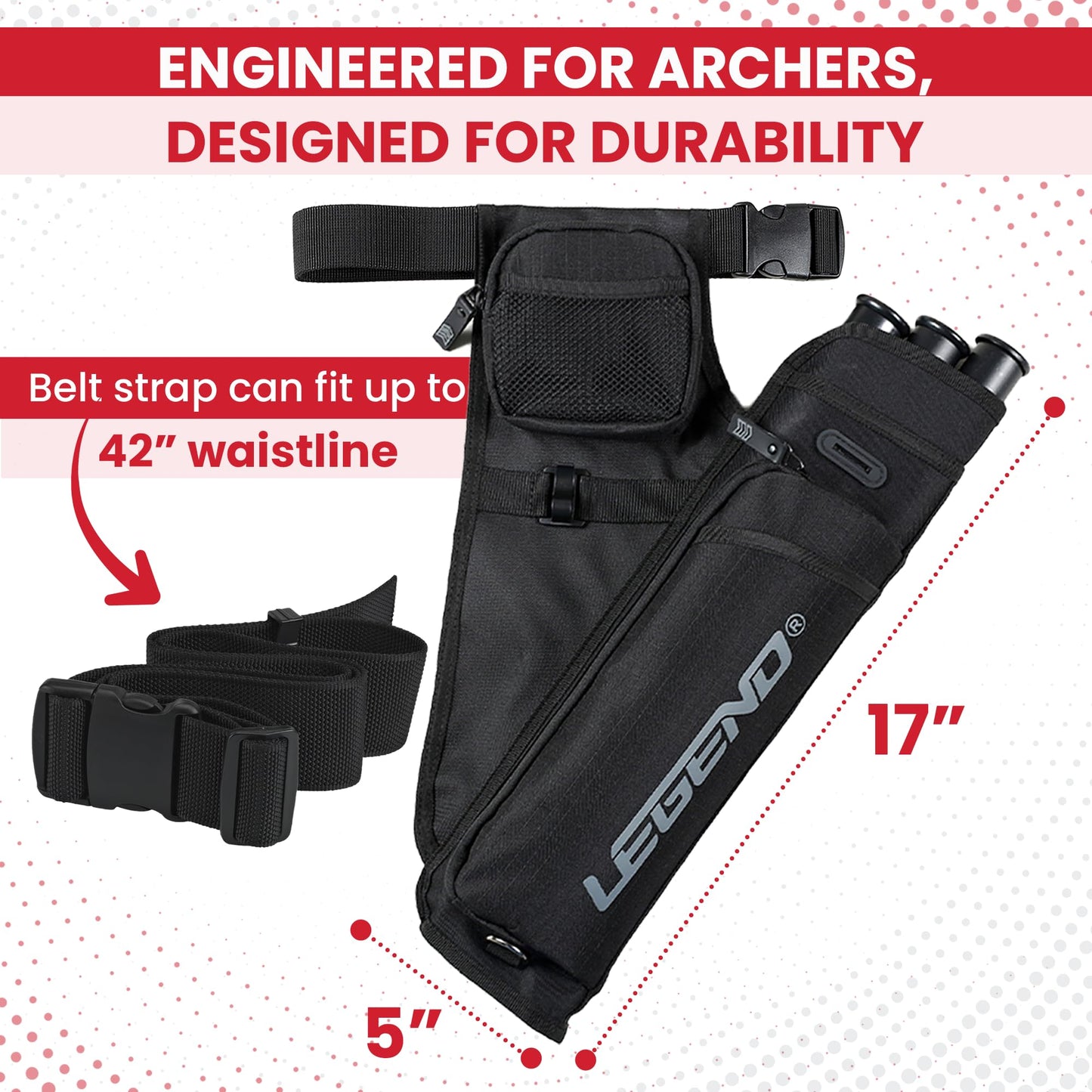 Legend First Hip Quiver, Right Hand Archery Quiver - Black