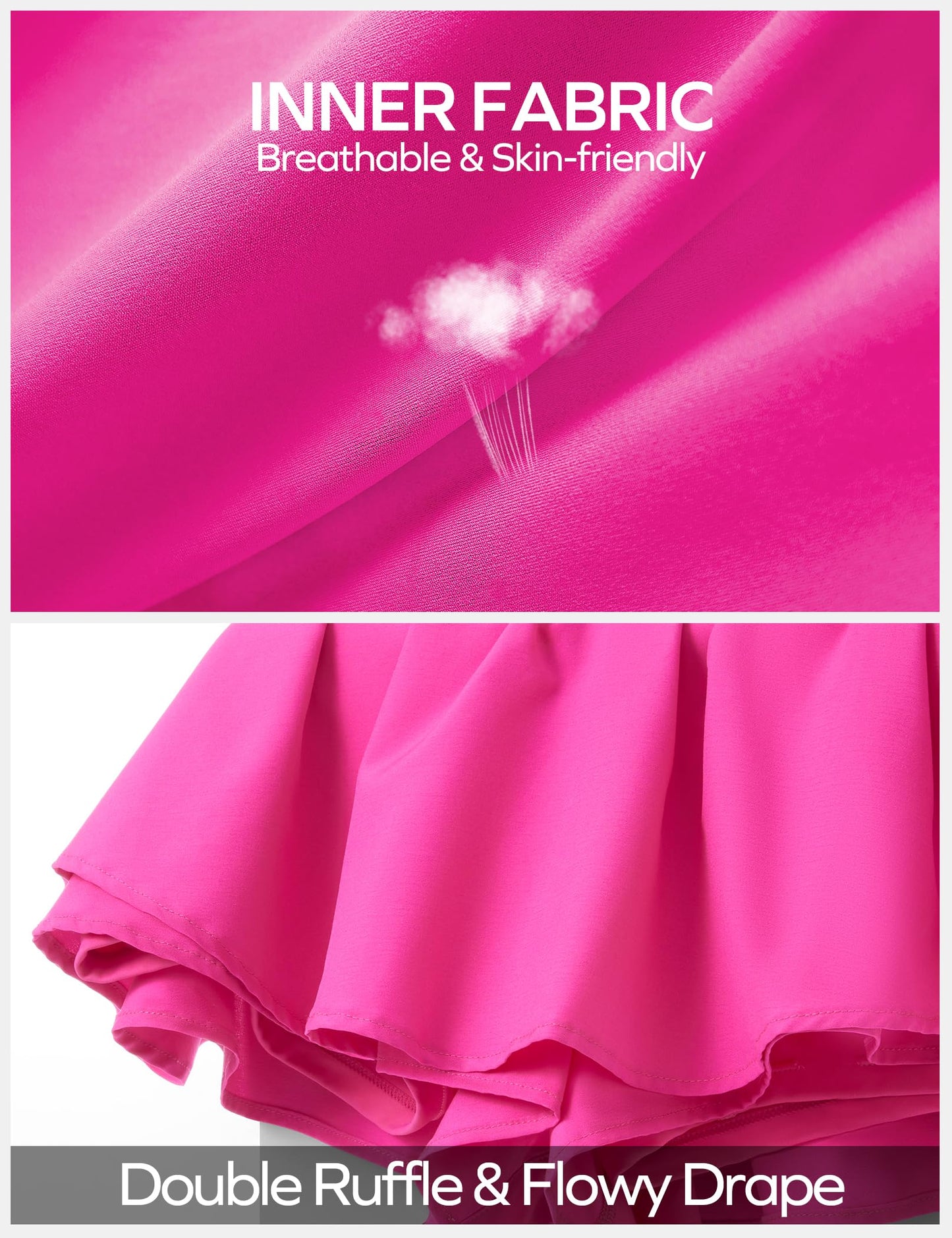 Ewedoos Womens Flowy Shorts with Pockets Tummy Control Athletic Shorts for Women Running Shorts Tennis Skirt Skort Hot Pink