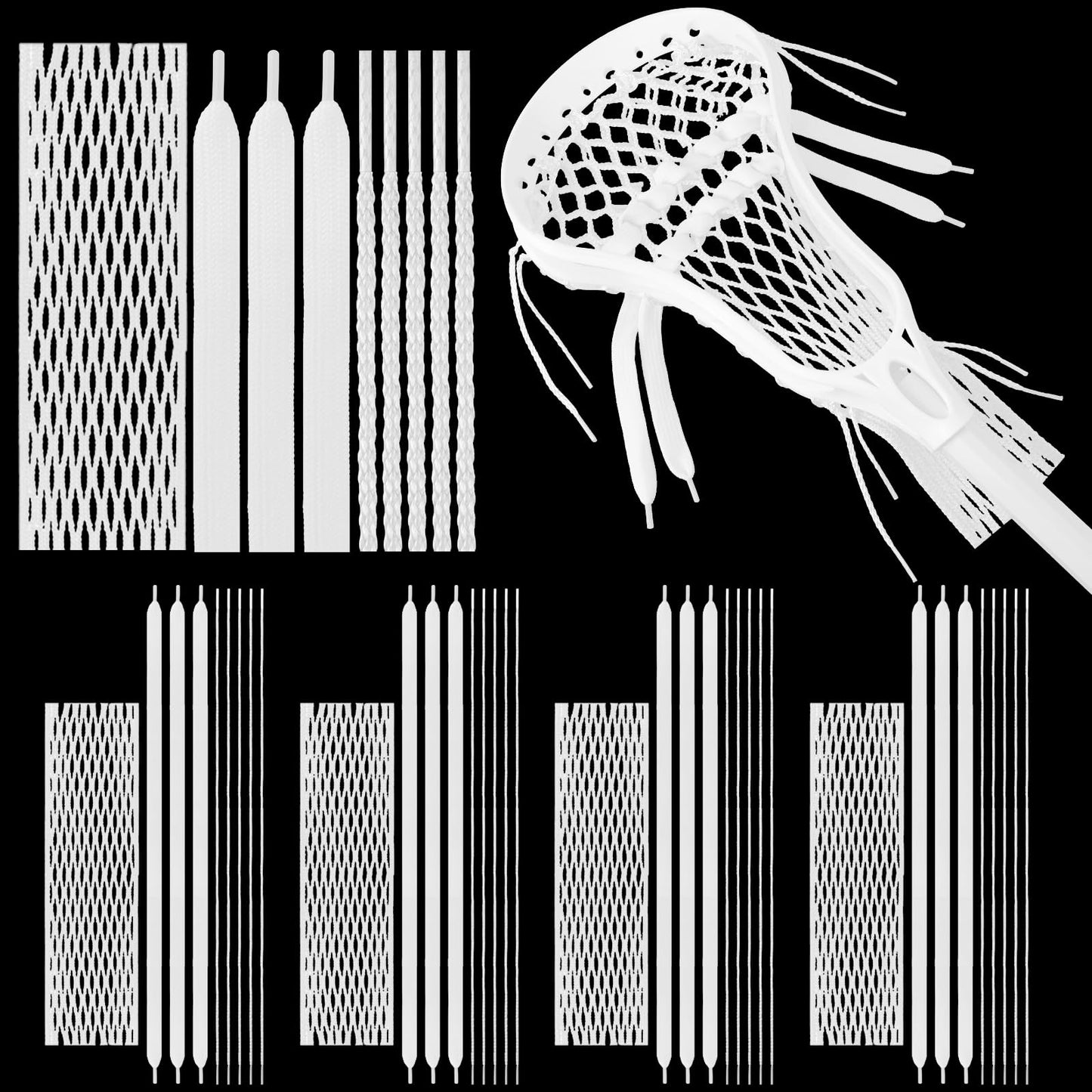 Thenshop 4 Pack 36 Pcs Lacrosse Stringing Kit Semi-Soft Mesh Shooting String Shooting Lace Kits for Most Lacrosse Net Replacement Fixing