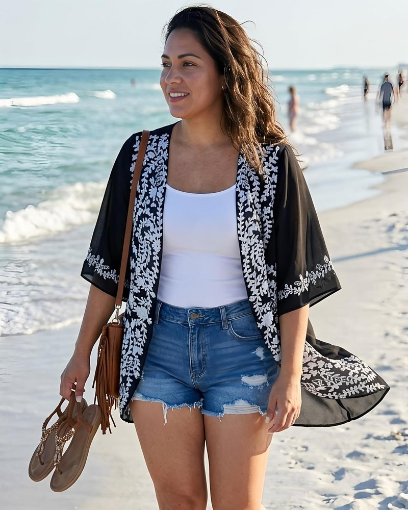 Floral Print Puff Sleeve Kimono Cardigan - Casual Loose Cover Up Top for Women | 2026 Style