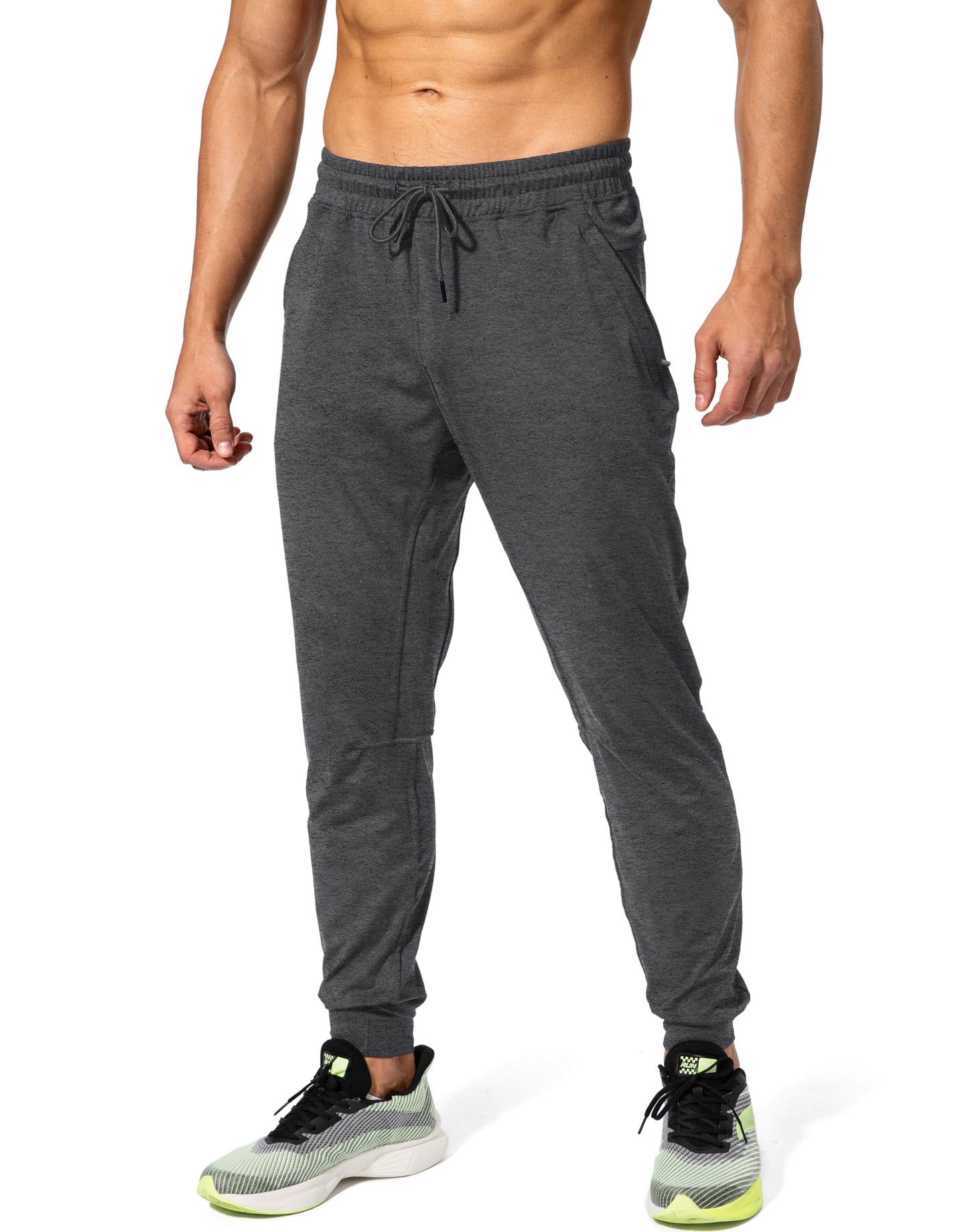 G Gradual Men's Sweatpants with Zipper Pockets Athletic Pants Traning Track Pants Joggers for Men Soccer, Running, Workout(Heathered Graphite Grey,L)