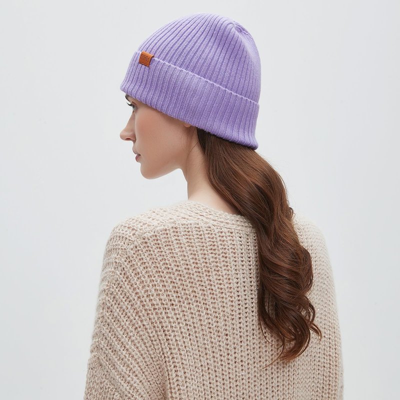 FUQILA 100% Merino Wool Cuff Beanie Hat for Women Winter Soft Warm Ladies Wool Knitted Skull Beanies Cap (Light Purple)