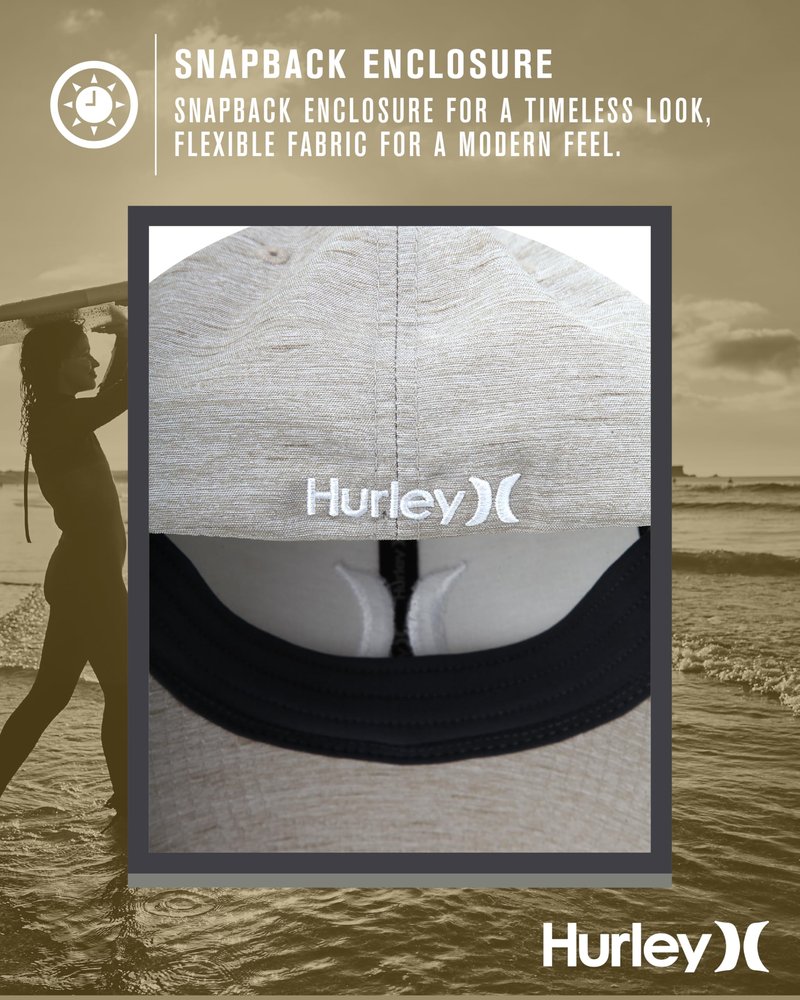 Hurley Mens Baseball Cap - Moisture Wicking Flexfit Fitted Hat for Men, Curved Brim Ball Cap with H2O Dri Sweatband, Size Large-X-Large, Wheat