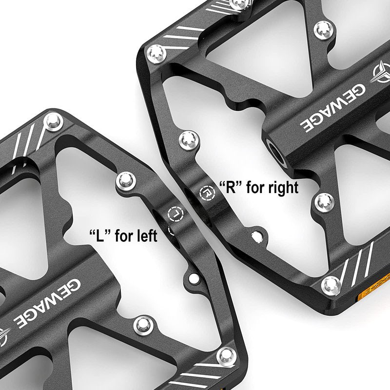 Bike Pedals 9/16 Inch - Bicycle Pedals with Reflectors - 3 Sealed Bearings MTB Pedals Wide Platform Pedals for Mountain Bike, BMX, Road Bike Pedals (Black)
