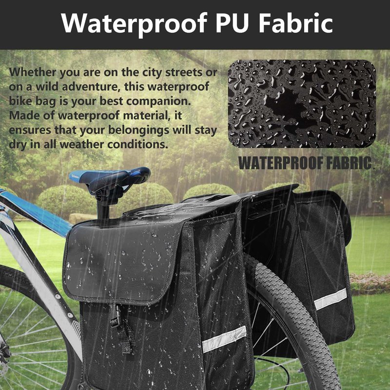 Bike Panniers Rear Rack Bag, 28L Large Capacity Water-repellent Bicycle Saddle Bags, Sturdy and Wearable Bicycle Trunk Bag with Reflective Trim for Grocery Shopping Commuter Long Cycling Trip