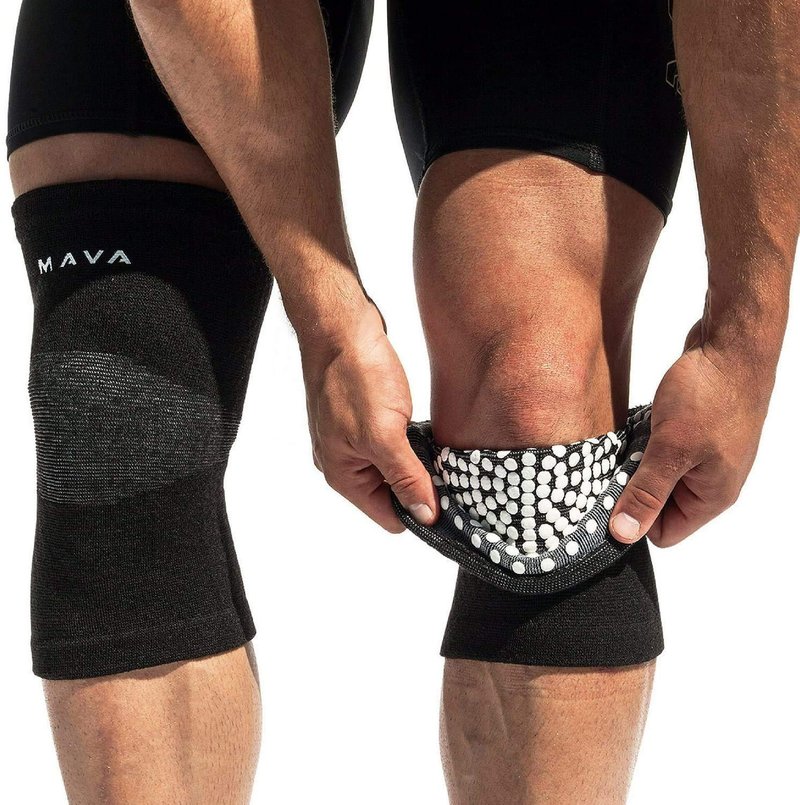 MAVA Knee Support for Women and Men: Reflexology Knee Brace, Joint Comfort, Swelling & Comfort. Non-Slip Design and Enhanced Circulation Black, XL