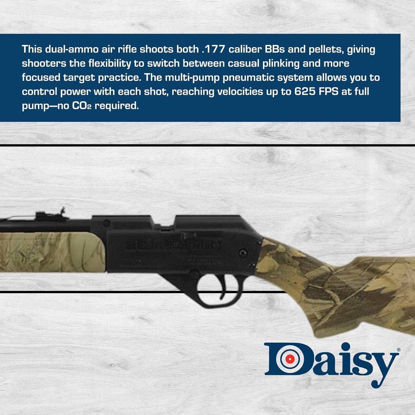 Daisy Powerline .177 Camo Multi-Pump Pneumatic Pellet/BB Rifle - Precision Shooting & Versatile Performance