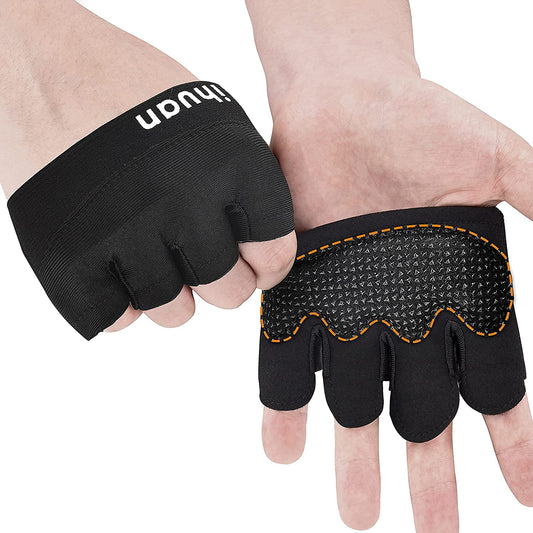 ihuan New Weight Lifting Gym Workout Gloves Men & Women, Partial Glove Just for The Calluses Spots, Great for Weightlifting, Exercise, Training, Fitness… (Black, S)