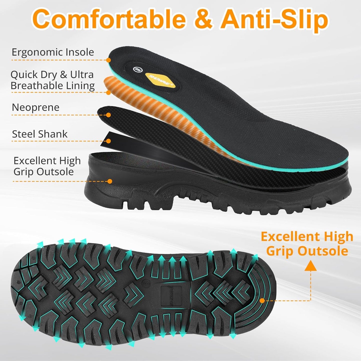 Men's Waterproof Mid-Calf Rain Boots - Insulated Rubber for Gardening & Outdoor Use