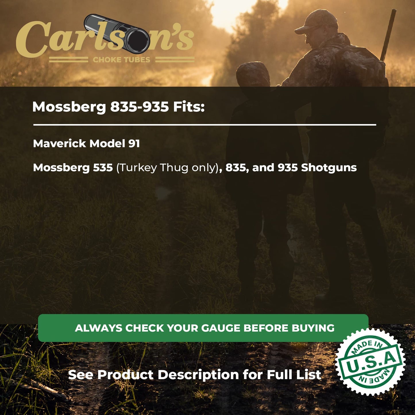 Carlson's Choke Tubes 12 Gauge for Mossberg M835-M935 [ Mid Range | 0.743 Diameter ] Blued Steel | Delta Waterfowl Extended Choke Tube | Made in USA