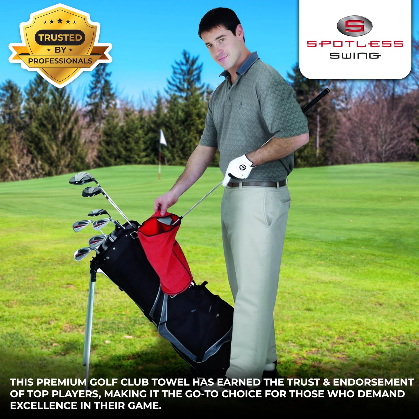 Spotless Swing Golf Towel | Microfiber Golf Club Cleaner Towel with Clip | 3-in-1 Design for Ultimate Convenience | Premium Multi-Use Accessories for Men and Women, Best Dad by Par
