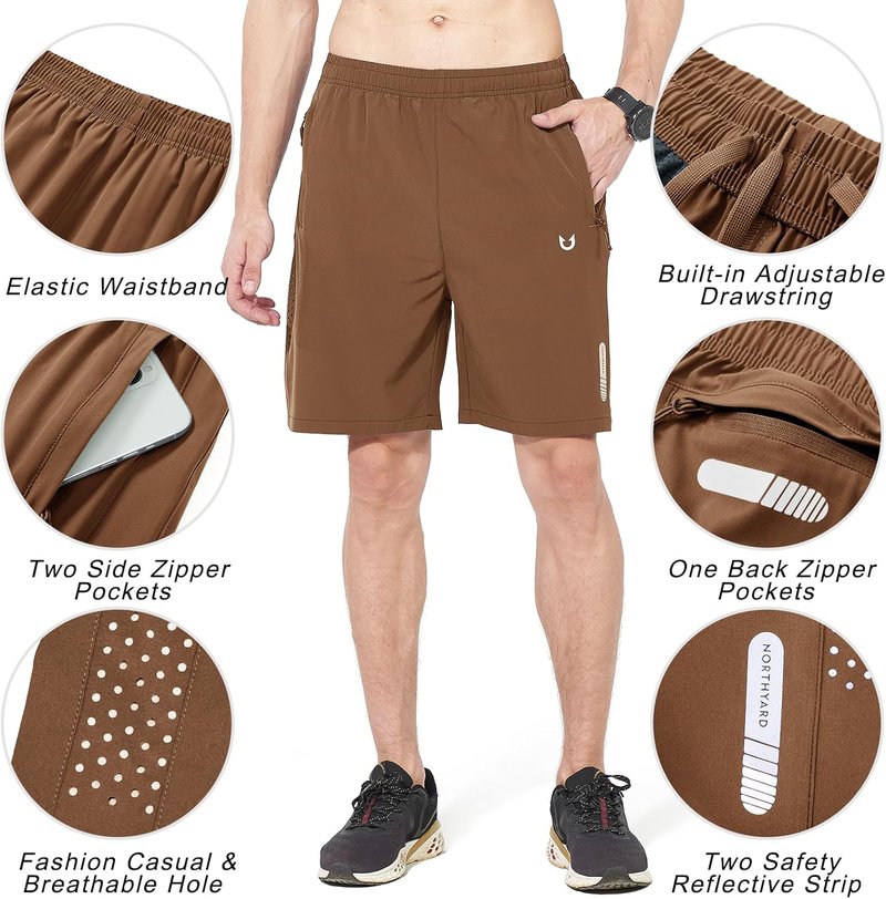Men's Athletic Running Shorts - Quick Dry Lightweight Gym Workout Shorts | 5"/7"/9" Sizes