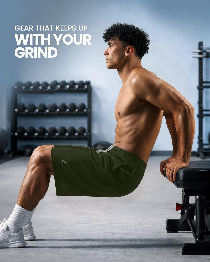 NY Threads Men's Athletic Shorts Quick Dry Loose-Fit Lightweight Running Workout Gym Shorts with Pockets, XX-Large, Army Green