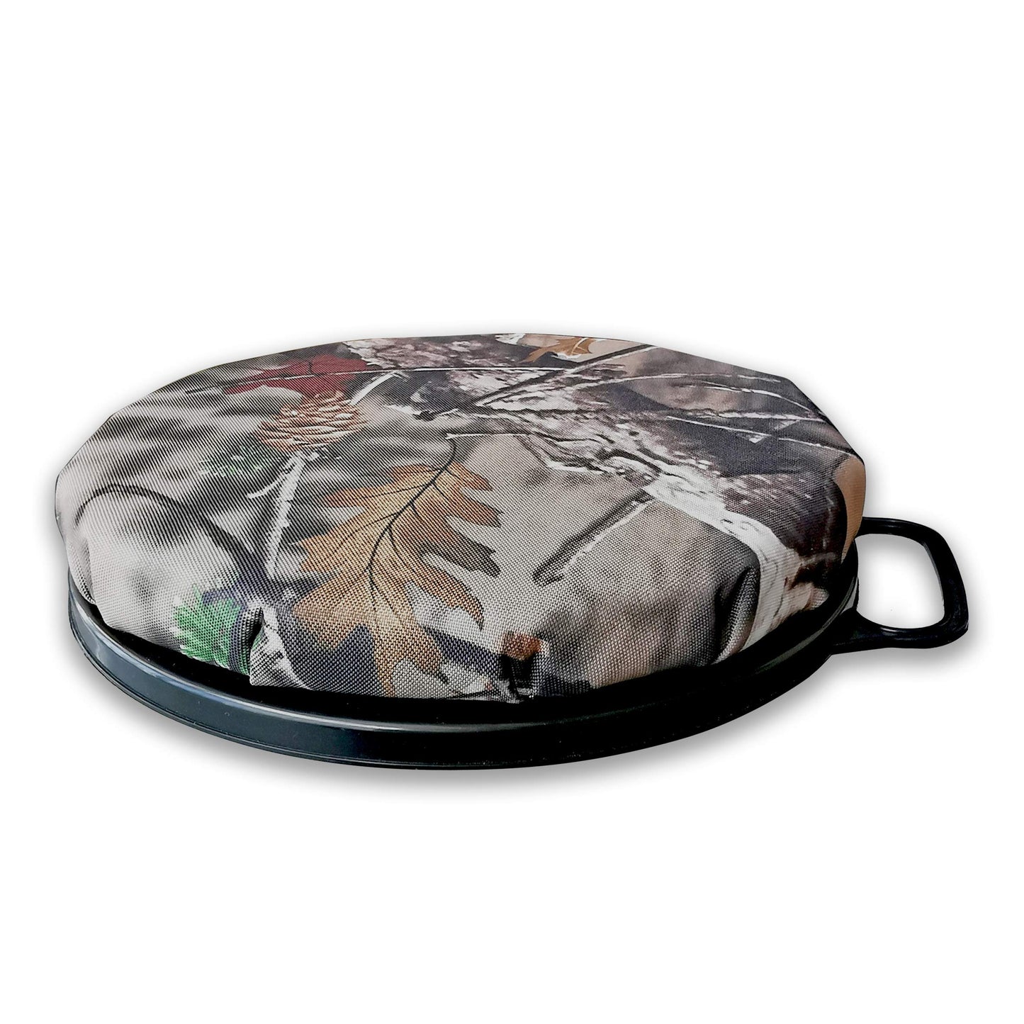 AUSCAMOTEK Swivel Bucket Lid Seat with Padded Camo 5 Gallon Pail Top Seat Cushion for Hunting Fishing Gardening Quiet and Comfortable