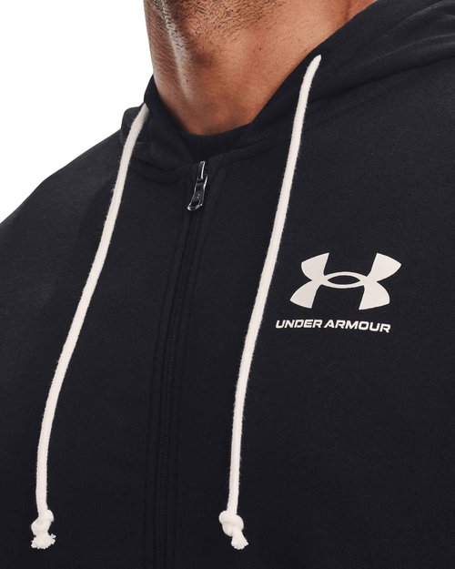 Under Armour Mens Rival Terry Full Zip, (001) Black / / Onyx White, Small