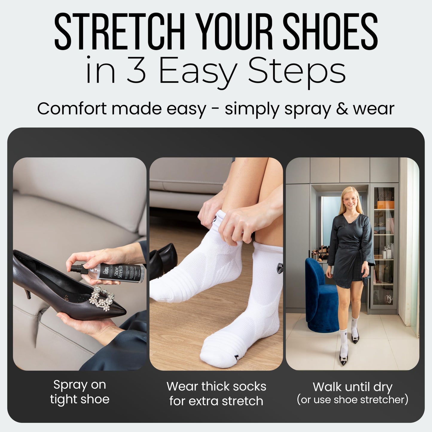 FootMatters Professional Boot & Shoe Stretch Spray – Softener for Leather, Suede, Nubuck, Canvas – 4 oz