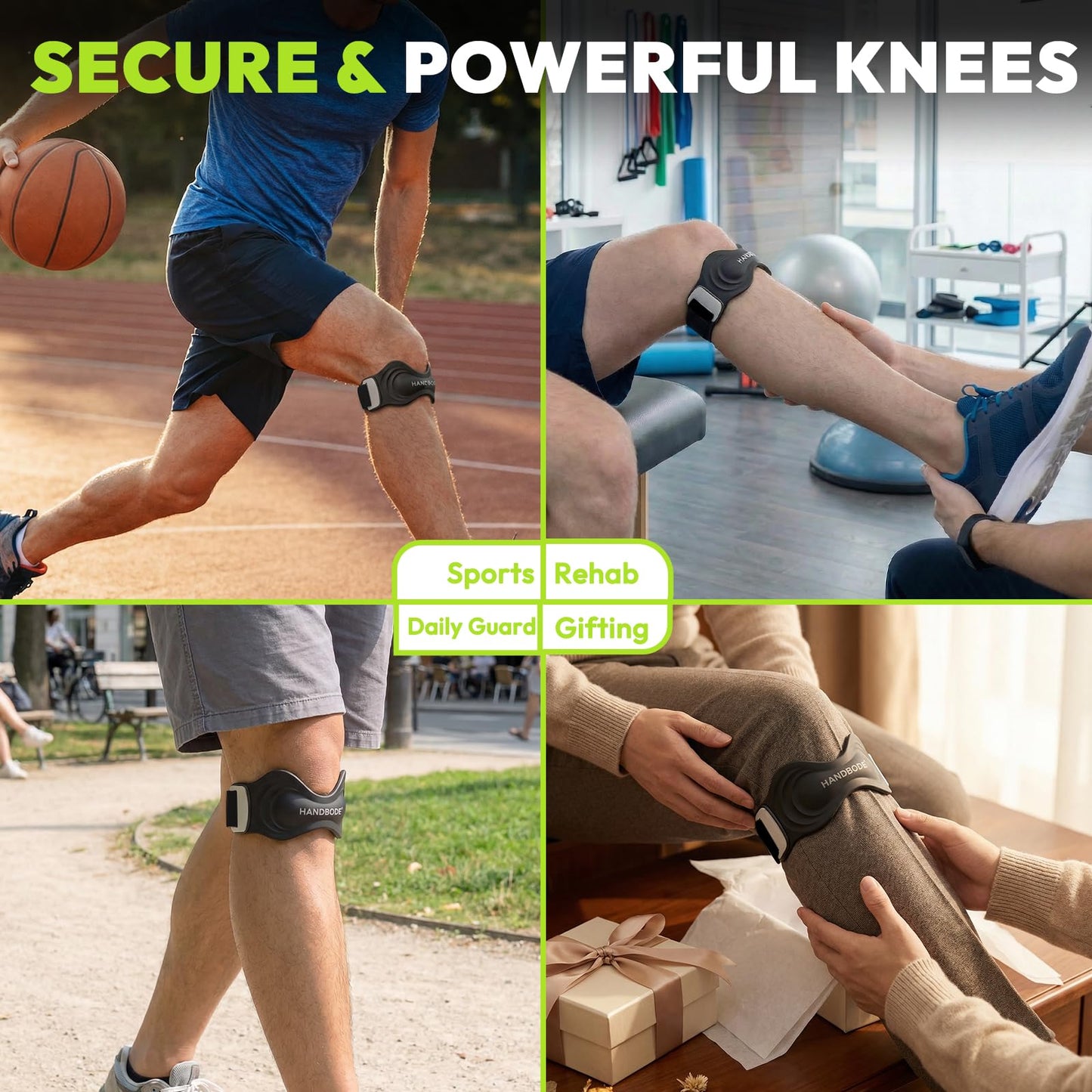 HANDBODE Patellar Tendon Support Strap, Knee Brace for Men & Women, 2 Pack