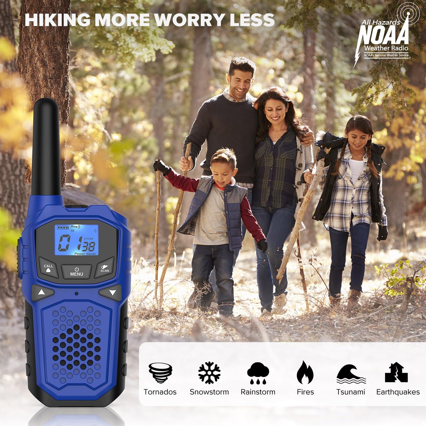 Walkie Talkies for Adults- WokTok Long Range Two Way Radio for Camping Hiking Hand Held Hiking Accessories Camping Gear Xmas Birthday Gift for Kids,SOS Siren,NOAA Weather Alert,5 Radios